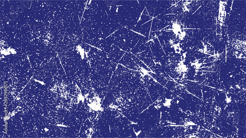 Tableau sur toile Deep blue textured surface with white scratches and grunge details during harsh