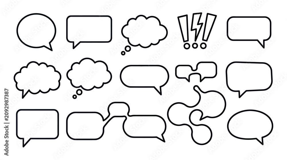 Fototapeta premium Collection of various comic style speech and thought bubbles.