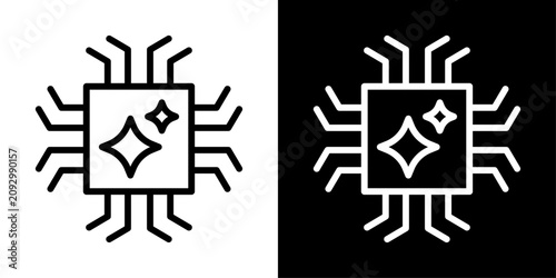 AI optimization icon featuring gear with upward arrow representing artificial intelligence performance improvement, automation, and system optimization.
