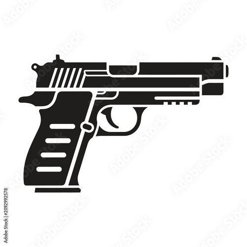 Obraz na płótnie Modern Handgun Silhouette Icon Representing Security Defense and Tactical Equipm