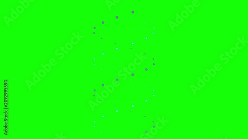 Animated dna helix strands rotating against a bright solid green screen background