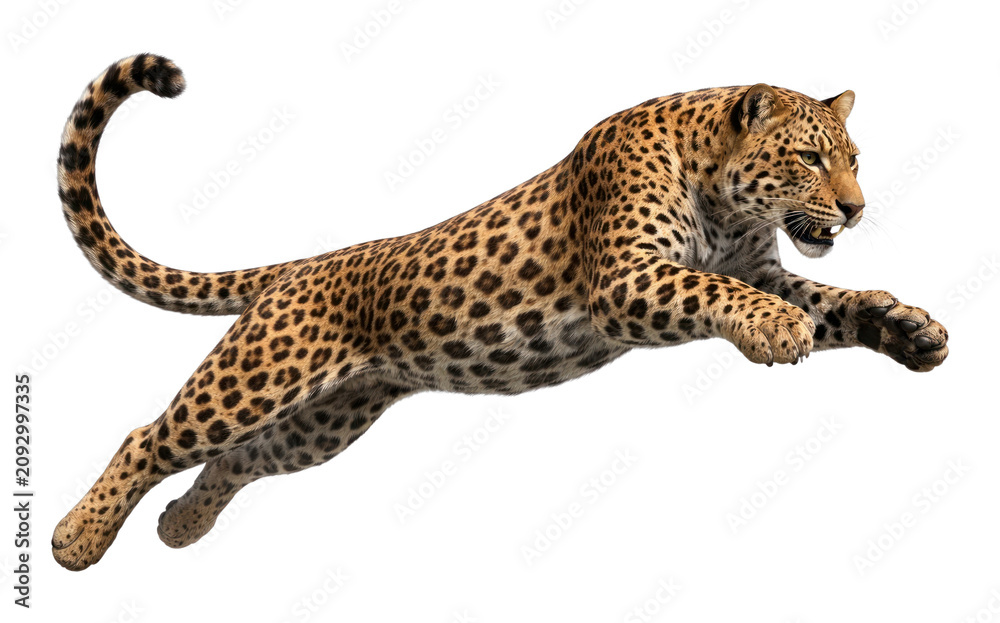 Fototapeta premium PNG Leaping leopard illustration art