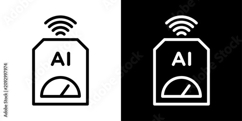 AI smart meter icon featuring intelligent utility monitoring representing energy management, IoT connectivity, and smart infrastructure.