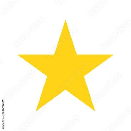 Bright yellow star icon vector flat graphic