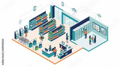 Obraz na płótnie Isometric view of modern office space.