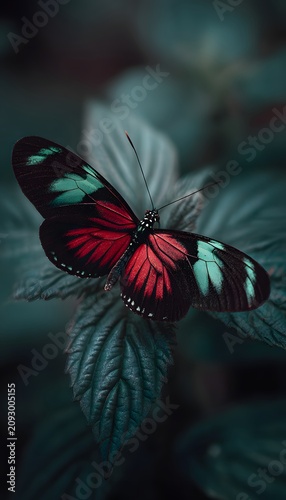AI Generated Colorful Butterfly With Leaf Background