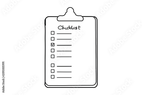 Clipboard document with checklist one line art vector illustration
