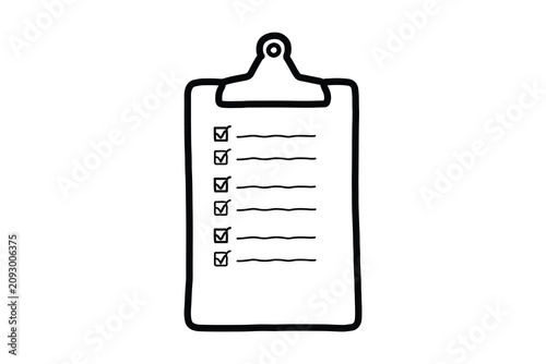 Clipboard with check marks one line art minimalist vector
