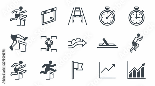 фотографія Business people running fast icons set.