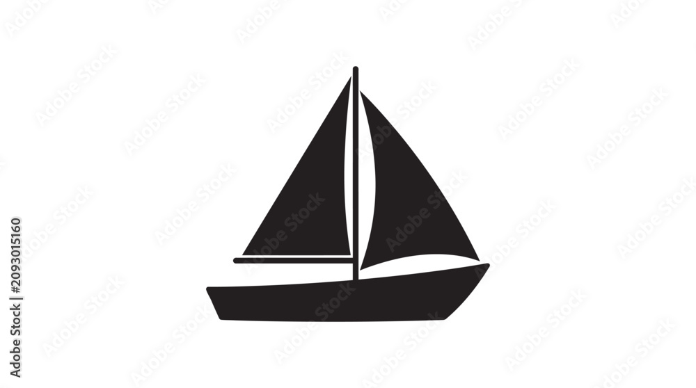Fototapeta premium Sailing Boat Silhouette On White Background sailboat