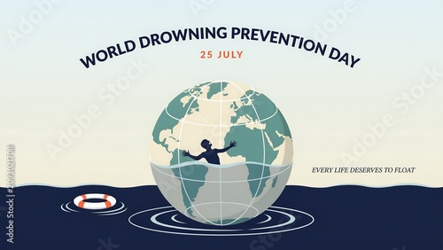 World drowning prevention day illustration with globe