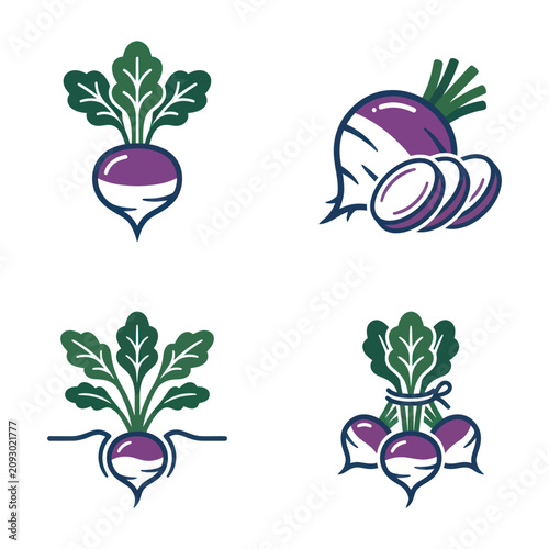 Foto Collection of purple turnip vegetables.