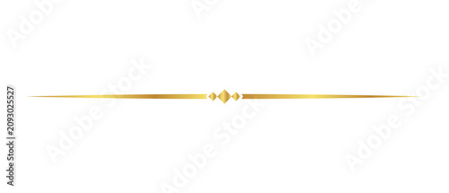 Foto Elegant thin gold horizontal page divider with diamond accents as transparent PN