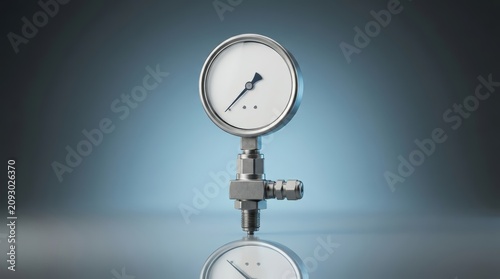 Pressure gauge 3D render pressure measurement instrument engineered for system monitoring inspection and operational verification