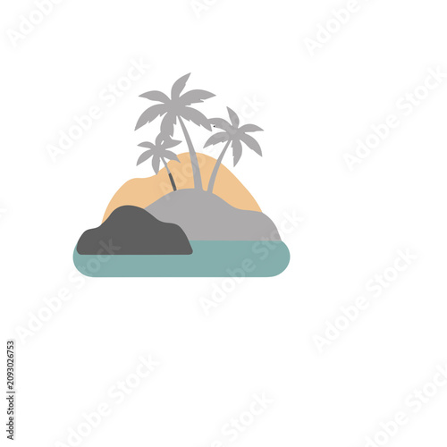 Tropical Island with Palm Trees