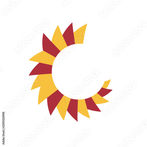 Abstract Circular Shape with Red and Yellow Petals