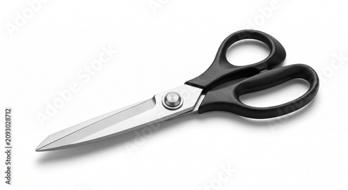 Black Stainless Steel Office Scissors Isolated on White Background with Clean Minimal Product Photography