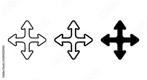 Bild auf Leinwand Move Cursor Icons, Four-Way Arrow Symbols, Navigation Controls, Vector Graphics