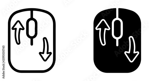 Obraz na płótnie Computer Mouse Scroll Wheel Icons, Up and Down Arrows, Vector Set
