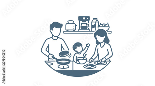 Fotografie Family eating together at dinner table.