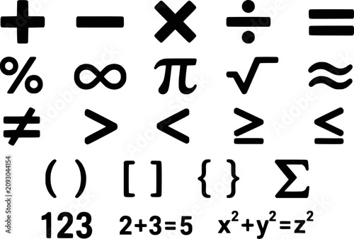 Obraz na plátně Math symbol icon set collection vector