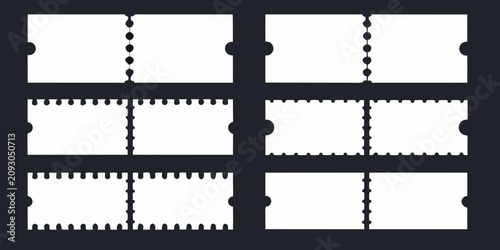 Tableau sur toile set of blank white ticket stubs with perforations on black background tickets co