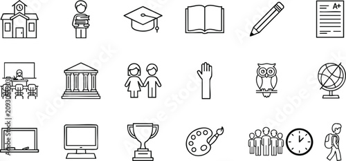 Fotografía Education icons set school learning graduation and academic concepts