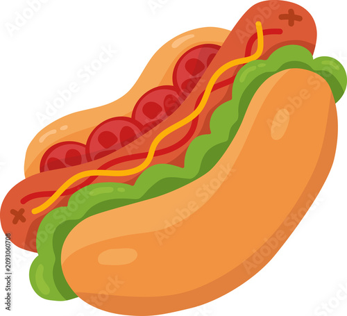 Cute cartoon hot dog
