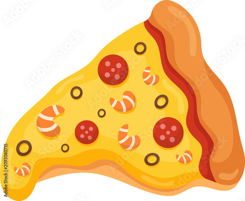 Slice of Pizza with Shrimp and Pepperoni