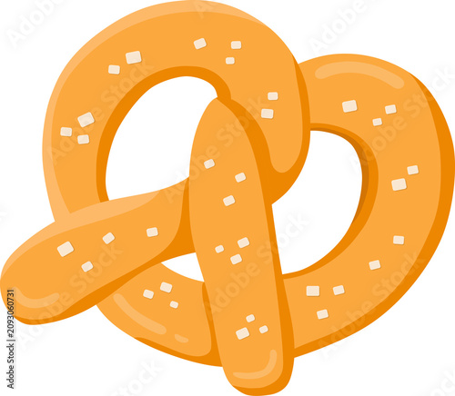 Yummy baked pretzel with salt crystals decoration