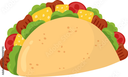 Taco with meat and cheese filling