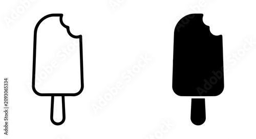 Bitten Ice Cream Bar Icons, Frozen Dessert Vector Graphics, Sweet Treat Symbols, Summer Refreshment
