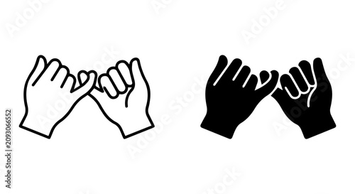 Pinky Promise Icon Set, Friendship Gesture Vector, Trust Symbol, Handshake Illustration, Agreement Concept