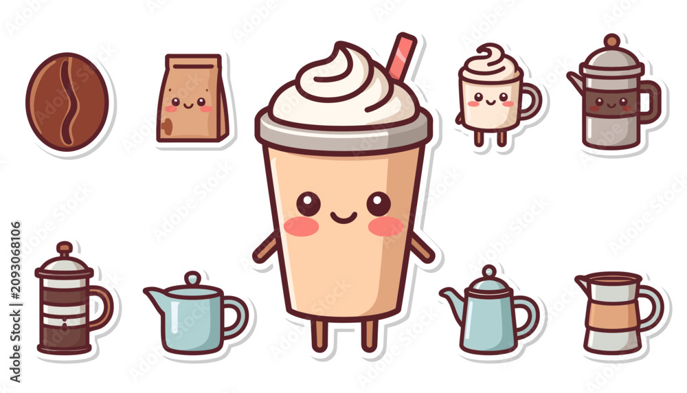 Fototapeta premium ice cream vector illustration, coffee and drinks