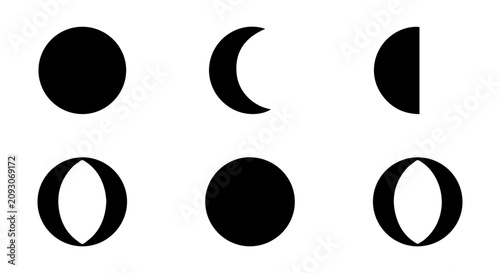 Photos Moon Phases Vector Icons, Celestial Cycle Graphics, Astronomical Orbit Symbols,
