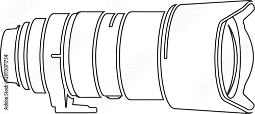 Fotografie Camera lens, photography equipment, optical instrument, vector illustration