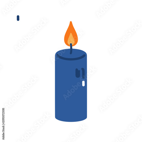 Blue candle with a flame