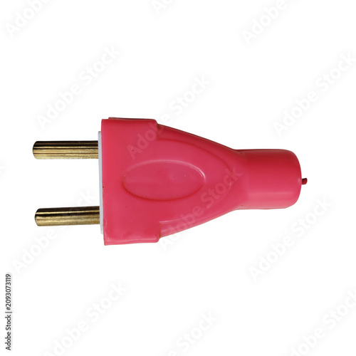 Quadro su tela Red electrical plug with two prongs isolated isolated on transparent background