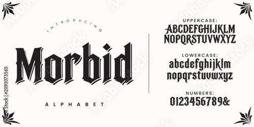 Quadro su tela Morbid dark scary gothic typeface set for horror movie title text and halloween