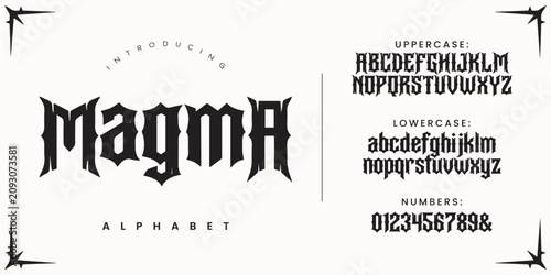 Foto Magma aggressive death metal music style font for dark clothing brand and heavy