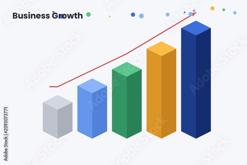 Isometric Business Growth Chart – Success Concept Vector Illustration
