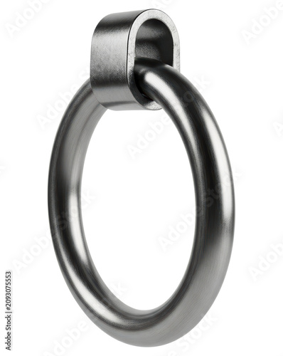 Stainless steel ring knocker pull handle isolated on transparent