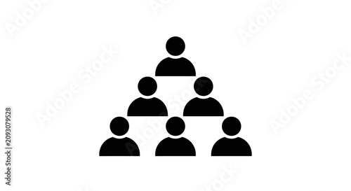 Cuadro en lienzo Hierarchical organization chart icon with six people arranged in a pyramid structure