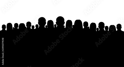 Silhouette of a diverse group of people standing together.