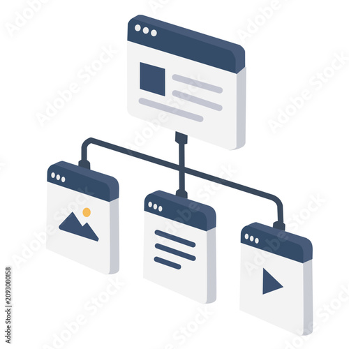 Принти на полотні Website Sitemap Architecture and Organizational Chart Isometric Vector Illustration