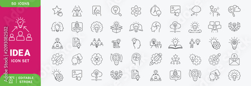 Idea line icon set. with creativity, brainstorming, strategy, leadership and business development concepts. Editable stroke