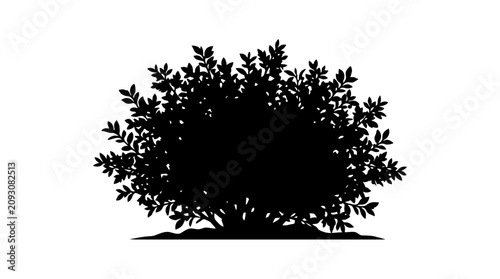Cuadro en lienzo Black tree silhouette, bushy foliage, leafy plant icon, vector graphic Vector