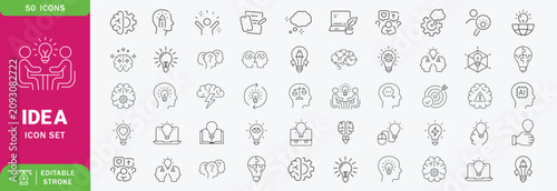 Idea line icon set. with creativity, brainstorming, strategy, leadership and business development concepts. Editable stroke