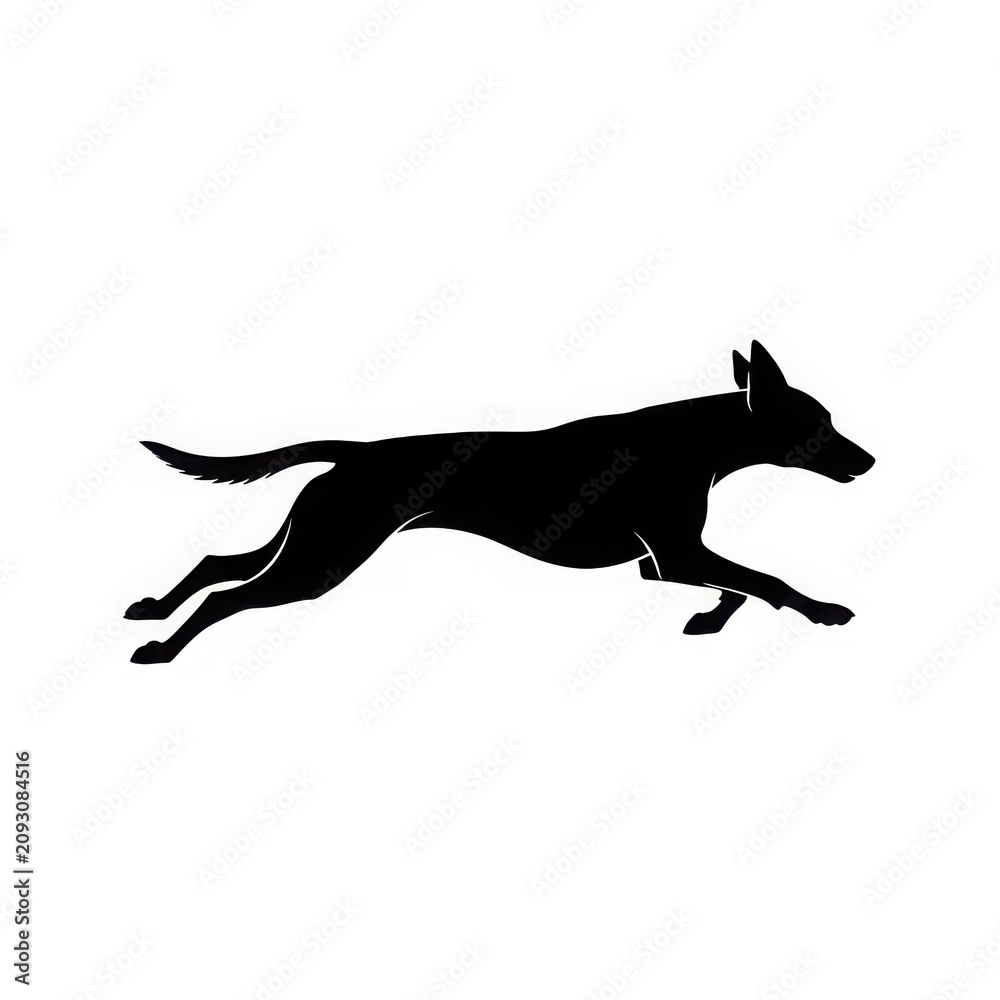 Fototapeta premium Running dog silhouette isolated on white background
