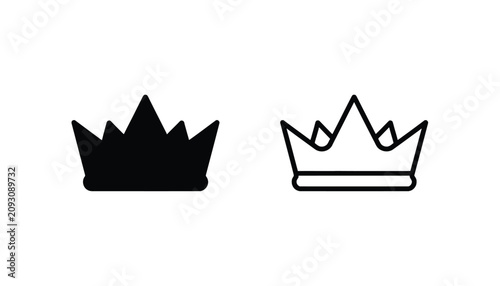 Принти на полотні Crown Icon Set Representing Royalty, Leadership, Success, or Premium Quality in a Flat Black and Outline Style